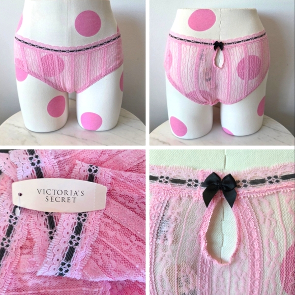 Victoria's Secret Other - Victoria's Secret Vintage Pink Lace Hipster Cheeky Panty NWT Keyhole Bow HTF